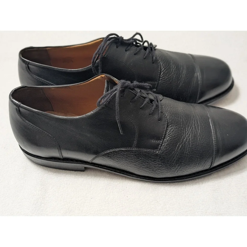 Tauer & Johnson Wellington Oxford Shoes Black Calf Deer Leather Mens Size 12.5 D